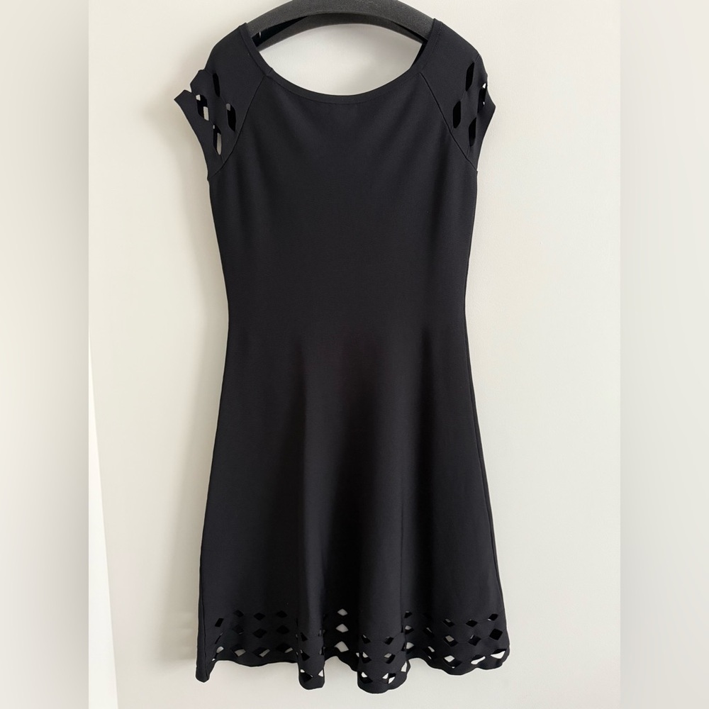 Shoshanna Amsterdam Off the Shoulder Dress Knit Cutout Details Black Medium - Picture 6 of 11